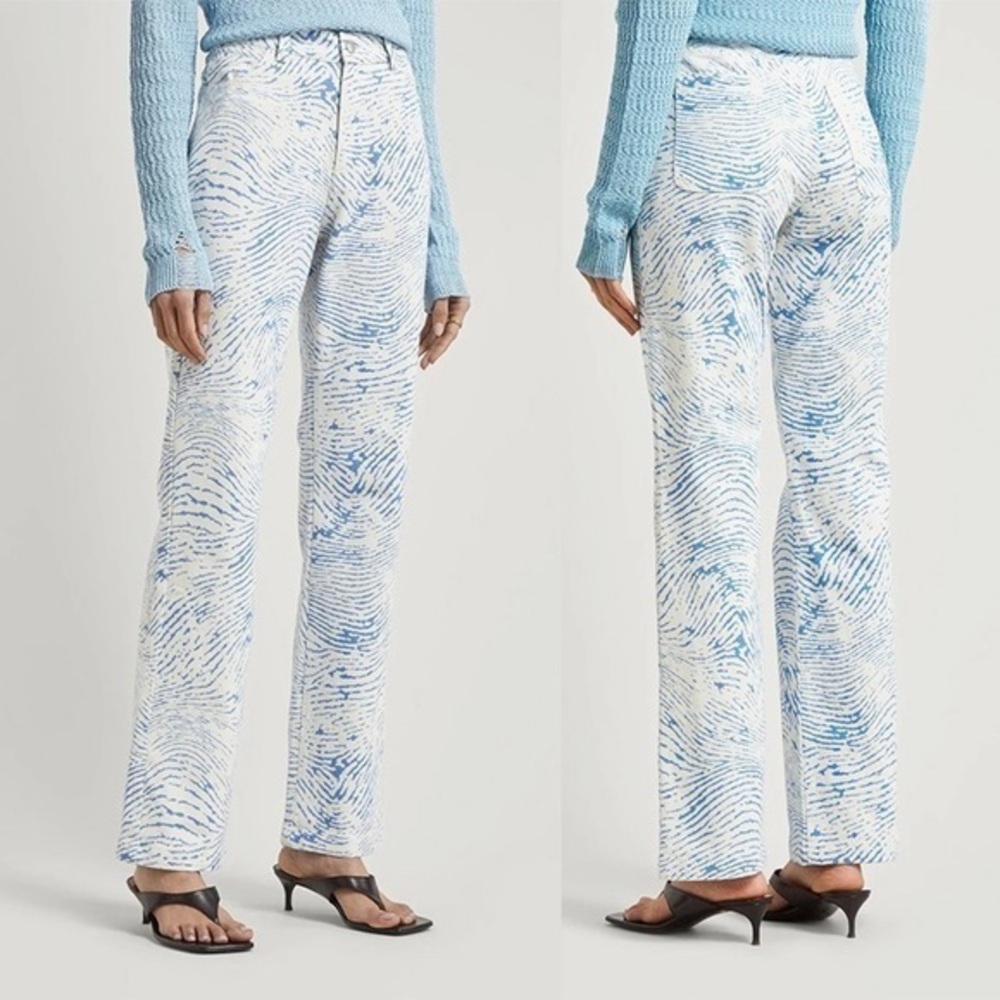 Paloma Wool Huella Cotton White Animal Print Straight Leg Jeans  Sz 34 US XS (2)